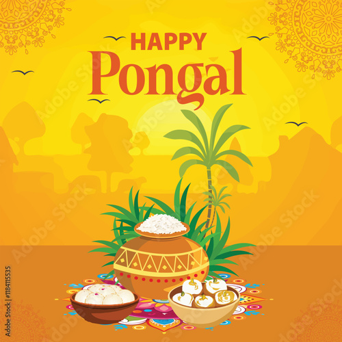 Happy Pongal Harvest Festival Design