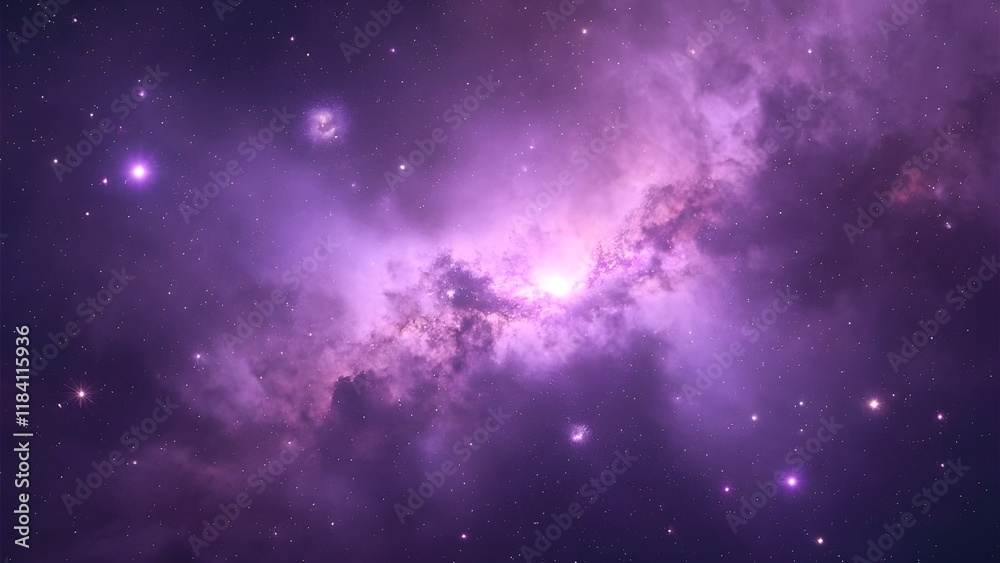 Fototapeta premium Lavender Galaxy, Vibrant Nebula, Sparkling Stars, Cosmic Wonder and Mystery