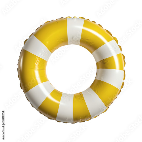 yellow and white inflatable swim ring isolated on white transparent background
