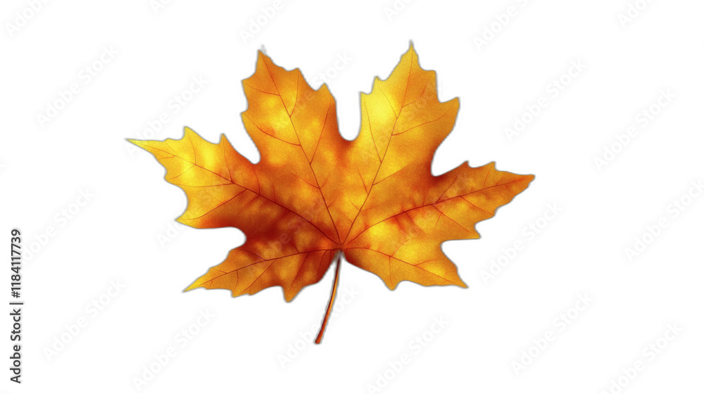 Fototapeta premium yellow Autumn maple leaf isolated on white transparent background