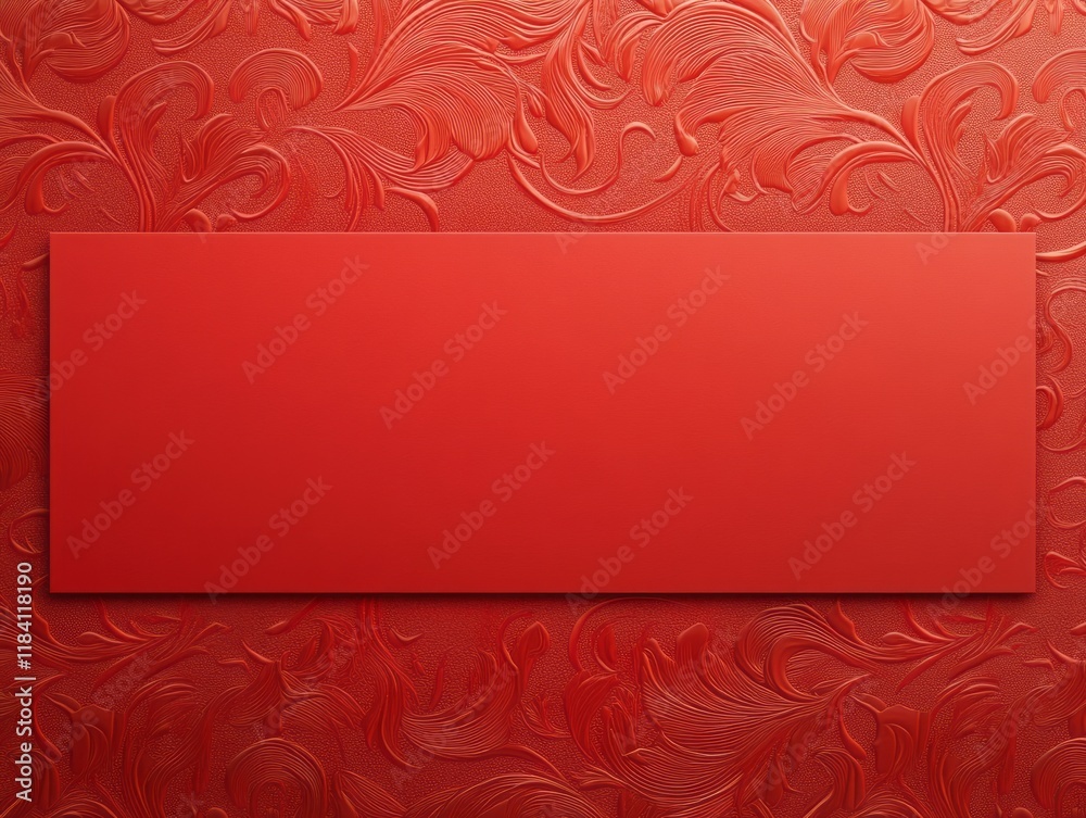 Red Floral Background With Blank Red Rectangle Red Floral Background With Blank Red Rectangle