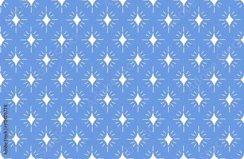 Abstract Blue and White Starburst Seamless Pattern.