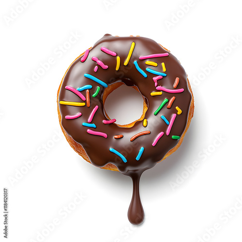 Wallpaper Mural Top view donut with melted chocolate dripping onto it top view, isolated on white background Torontodigital.ca