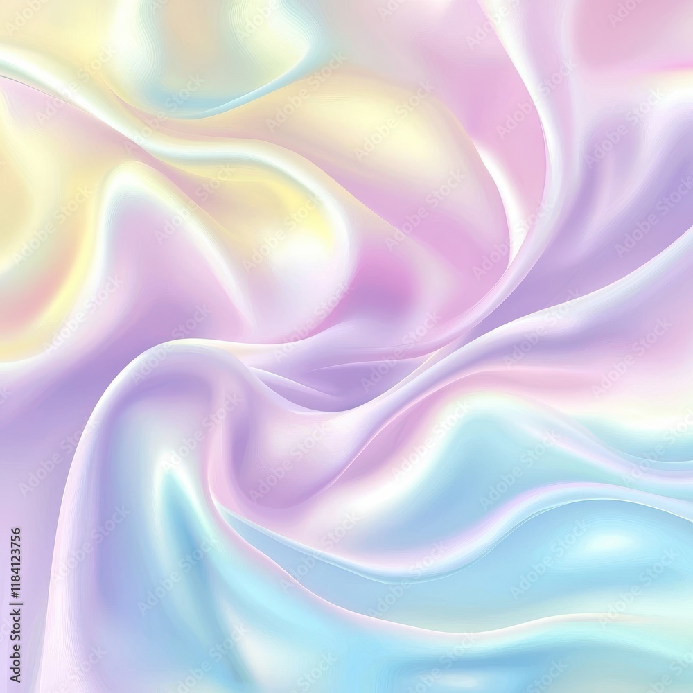 Obraz premium Iridescent Holographic Pastel Silk Texture Background for Dreamy Designs