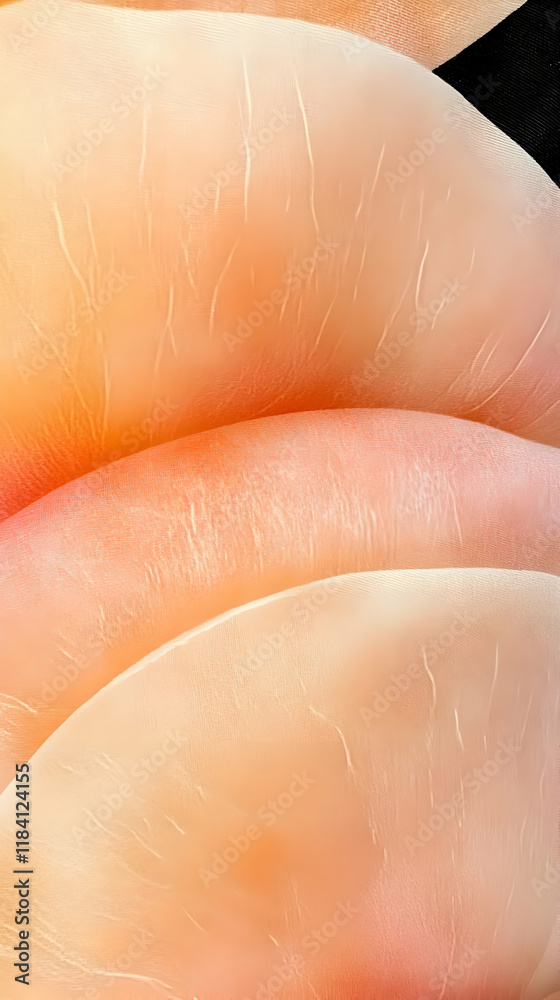 Close-up of delicate, layered, peach-colored petals; abstract floral texture; dark background; ideal for design and beauty Close-up of delicate, layered, peach-colored petals; abstract floral texture; dark background; ideal for design and beauty