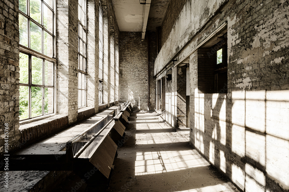 industrial ruins, broken windows industrial ruins, broken windows