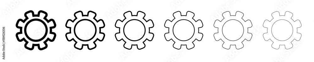 Gear icon set vector illustration in various thicknesses. Setting symbol Gear icon set vector illustration in various thicknesses. Setting symbol