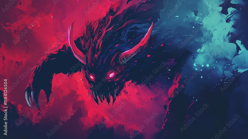 A Crimson Nightmare Beast Emerging From Smoke A Crimson Nightmare Beast Emerging From Smoke