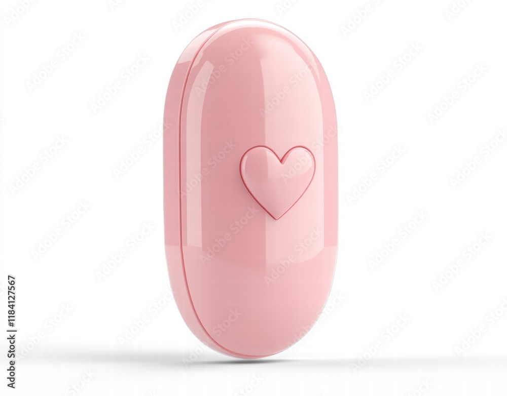 A pink object with a heart on it A pink object with a heart on it