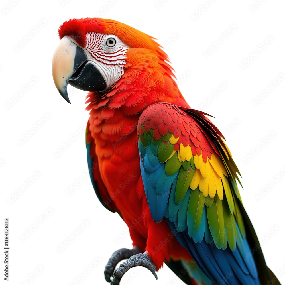 Fototapeta premium Tropical parrot on transparent background