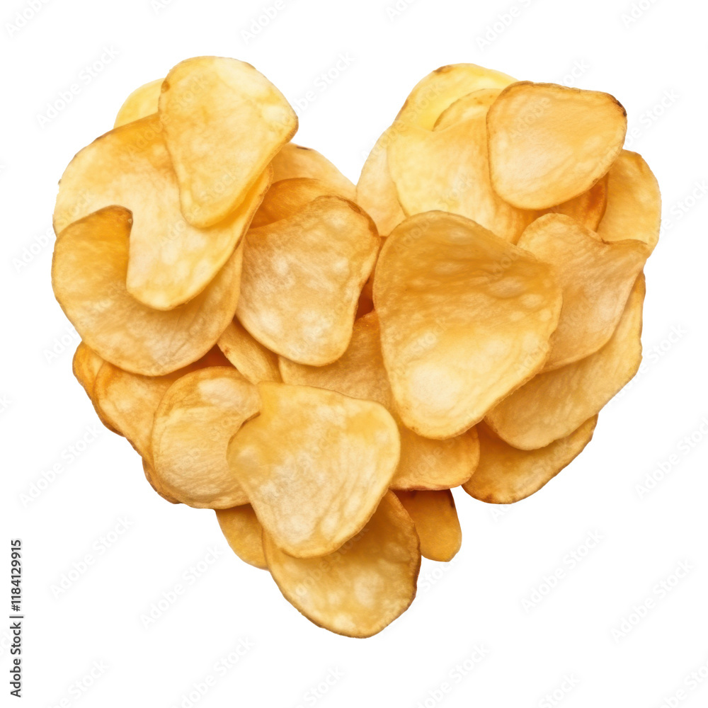 potato chips in heart shape isolated on white or transparent png potato chips in heart shape isolated on white or transparent png