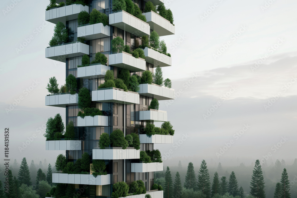 Modern urban building seamlessly integrates lush greenery throughout its innovative architecture, demonstrating sustainable design principles for contemporary commercial spaces Modern urban building seamlessly integrates lush greenery throughout its innovative architecture, demonstrating sustainable design principles for contemporary commercial spaces