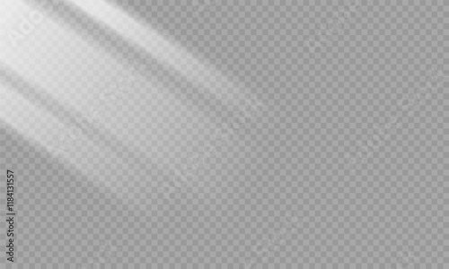 Light on transparent background, overlay effect for photo, mock up, product, wall art, design presentation. Blinds shade on transparent background. White and Black for overlaying a photo or mockup.