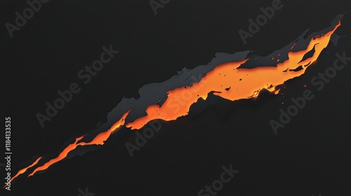 Abstract fiery lightning bolt shape on dark background design