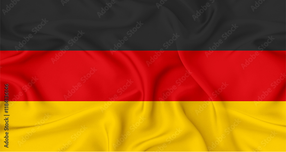 Realistic Germany flag waving. Close up of flag of Germany with cloth texture Realistic Germany flag waving. Close up of flag of Germany with cloth texture