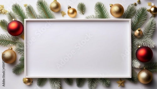 white empty background with a chrismas decorations copy space for text isolated on white background