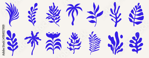 Vector simple minimal illustrations, simple wavy and groovy. hand drawn naive style, flowers and plants, floral botanic design templates, frames and modern wall art 