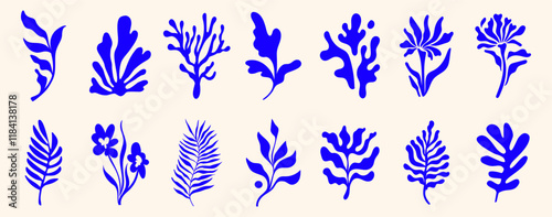 Vector simple minimal illustrations, simple wavy and groovy. hand drawn naive style, flowers and plants, floral botanic design templates, frames and modern wall art 