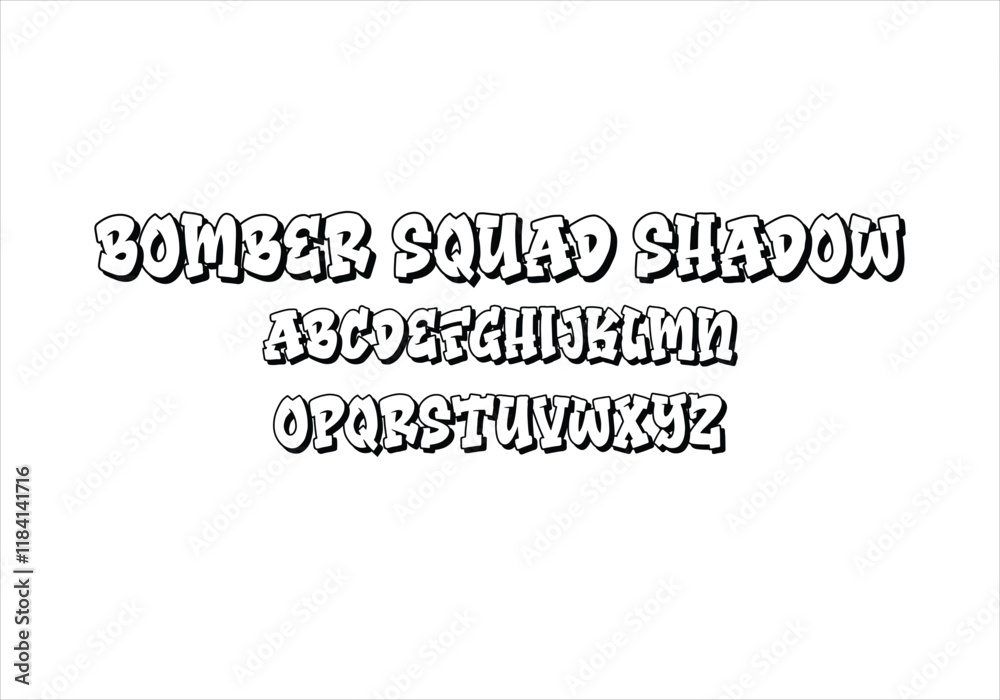Bomber Squad Shadow font for logo and headline. Isolated vector typeset Bomber Squad Shadow font for logo and headline. Isolated vector typeset