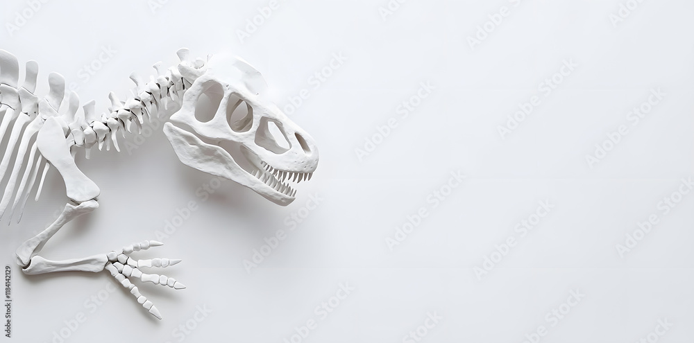 Obraz premium Realistic 3d Dino skeleton isolated on white background