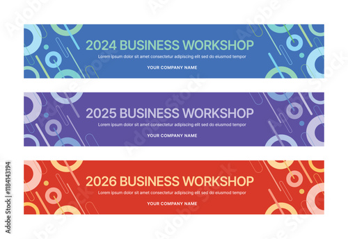 Set of business banner design templates in modern, abstract pattern style for seminar, conference, workshop, event and presentations. Layout design template for banner, flyer, brochure, panel etc.