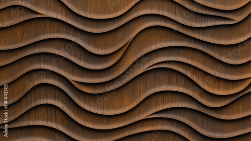 Fototapeta Naklejka Na Ścianę i Meble -  Abstract Brown Wooden Wave Pattern Background Texture