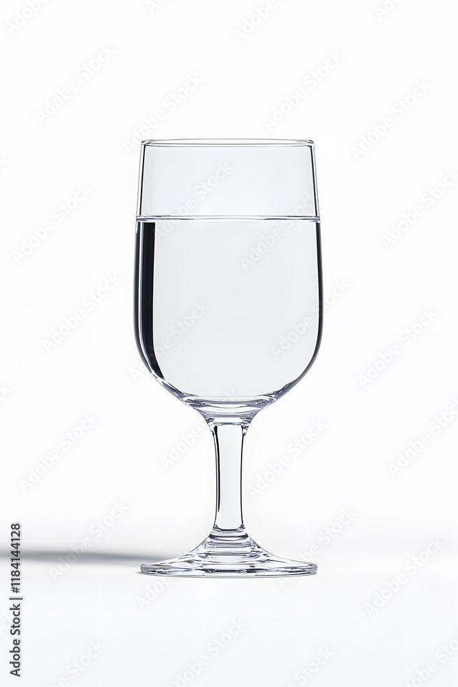 A clear wine glass filled with pure water isolated on white background A clear wine glass filled with pure water isolated on white background