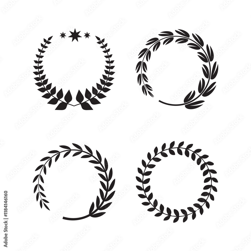 Classic Black Laurel Wreath Collection for Award and Decoration Designs. Classic Black Laurel Wreath Collection for Award and Decoration Designs.