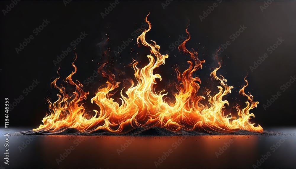 Fototapeta premium An illustration of vibrant flames on a pure black background.