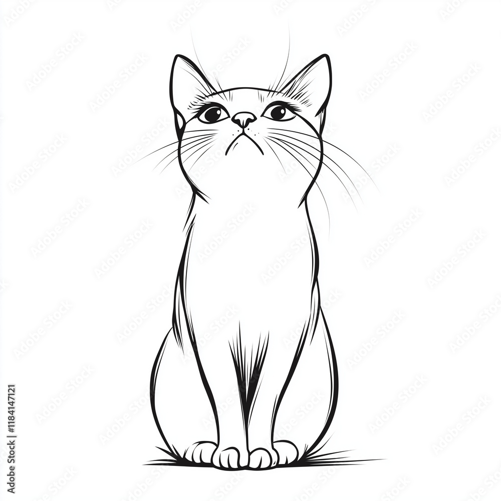 Obraz premium Simple line drawing of a Burmese full body on a white background, 