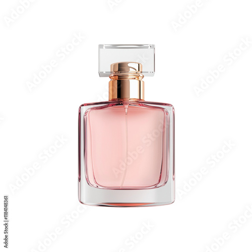 Elegant pink perfume bottle with a sleek design photo