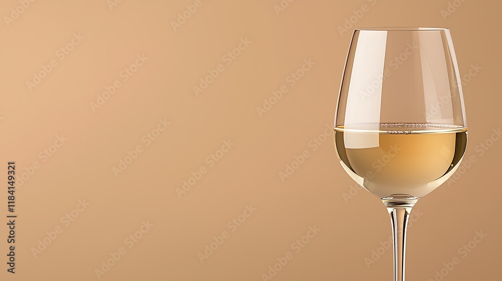 A glass of white wine on a beige background. A glass of white wine on a beige background.