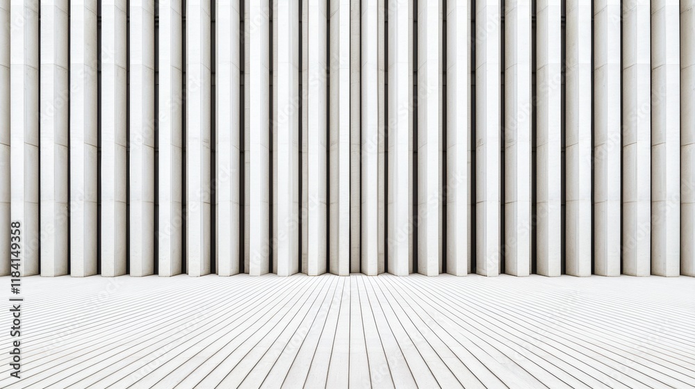 Abstract White Architectural Background Modern Minimalist Design with Vertical Lines and Wooden Abstract White Architectural Background Modern Minimalist Design with Vertical Lines and Wooden