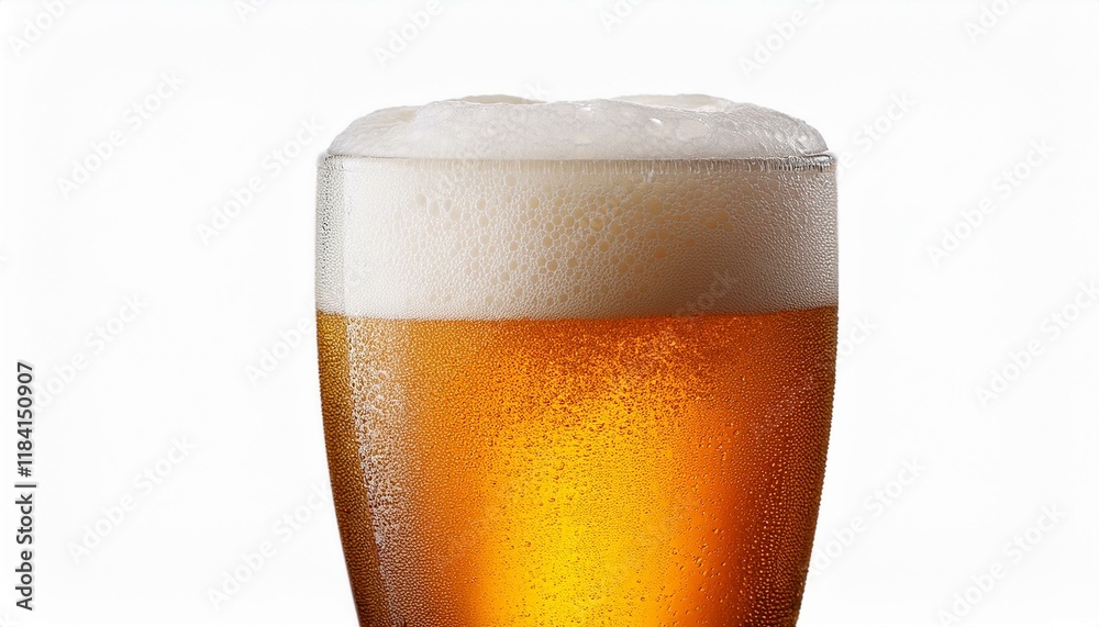 glass of cold beer with foam bubbles in drink isolated on white background glass of cold beer with foam bubbles in drink isolated on white background