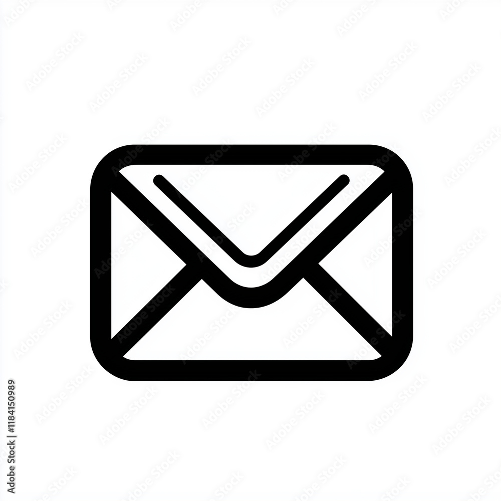 black and white plain line icon of an envolpe black and white plain line icon of an envolpe