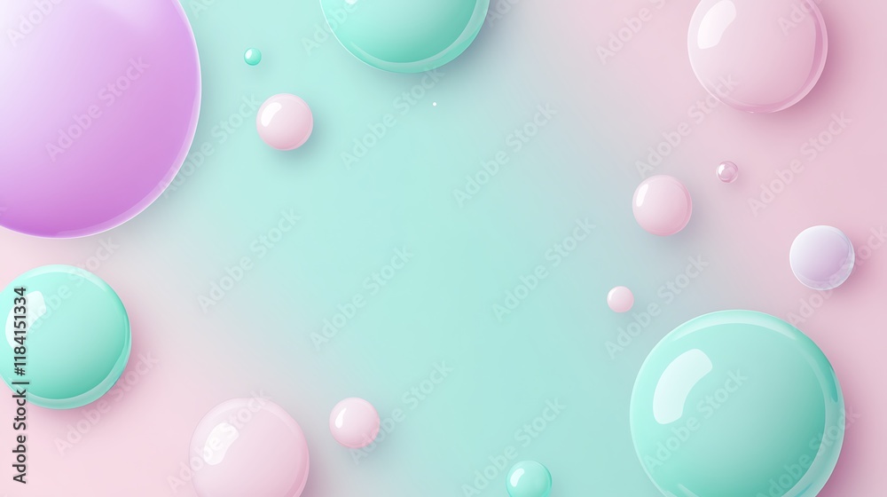 Pastel Spheres Floating on a Soft Background Pastel Spheres Floating on a Soft Background