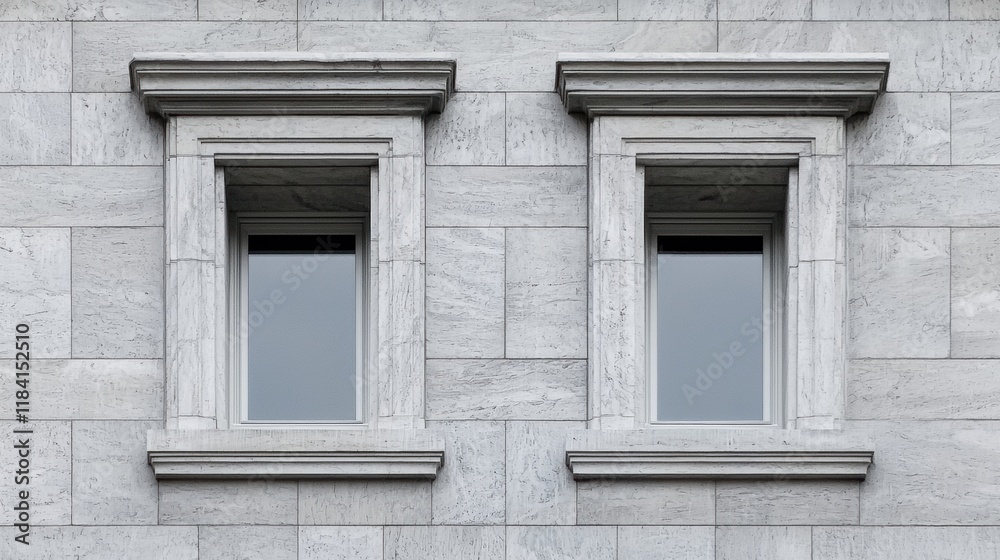 Fototapeta premium Elegant Pair of Windows in Classical Stone Facade