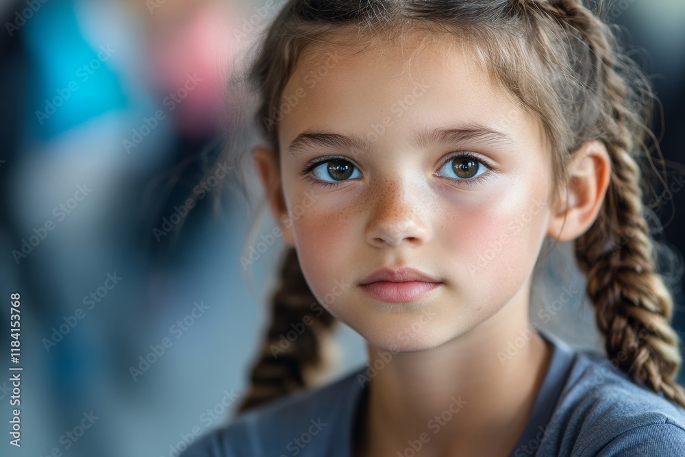 Sad schoolgirl feeling left out during physical activity class at school gym. Generative AI Sad schoolgirl feeling left out during physical activity class at school gym. Generative AI