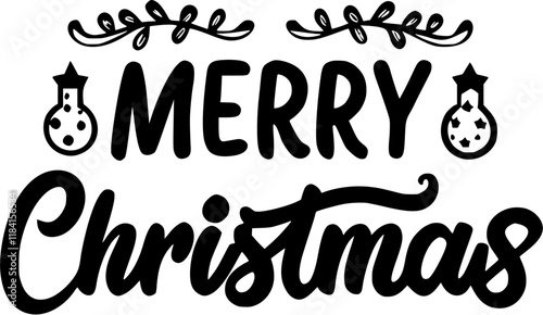 Merry christmas in outline icon style, congratulate theme.