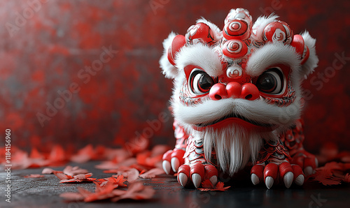happy chinese new year, cute chinese traditional lion dance
