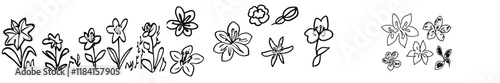 abstract round flowerbed with lilies and roses for your coloring