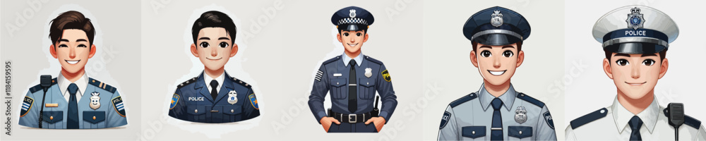 vector collection of handsome police characters smiling vector collection of handsome police characters smiling