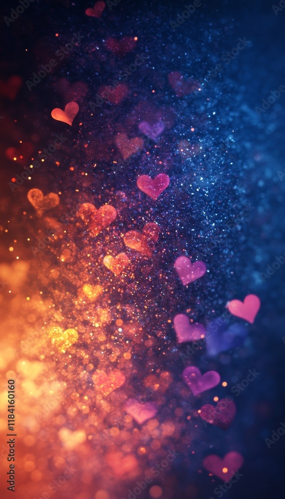 Abstract Valentine s Day Bokeh Background with Red and Pink Hearts, Romantic Colors, and Copy Space Abstract Valentine s Day Bokeh Background with Red and Pink Hearts, Romantic Colors, and Copy Space