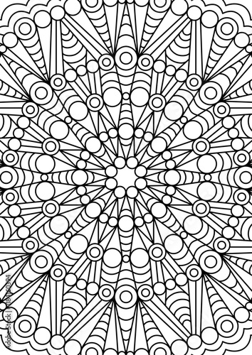 Black Outline Intricate Mandala Pattern. Yoga, meditation poster. Coloring book page.