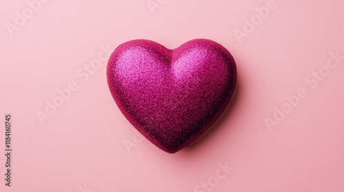 Glittery Pink Heart on Pink Background - Valentine's Day, Love, Romance Concept