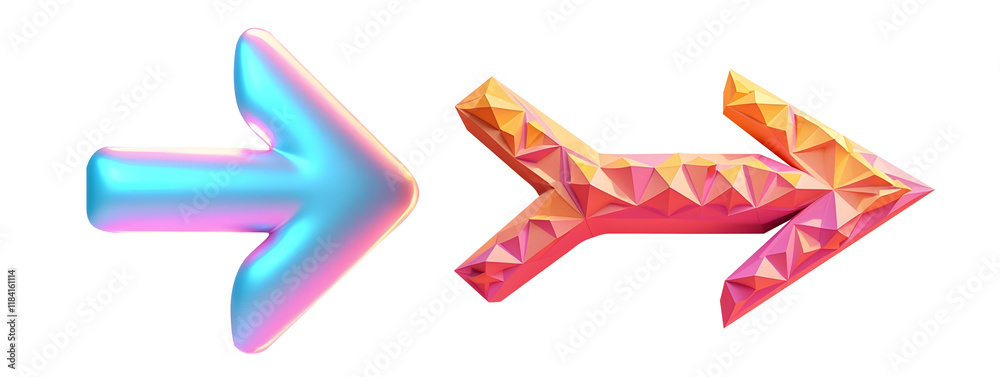 Vibrant Arrow Duo: Smooth vs. Geometric. A captivating contrast of styles, colors, and textures. Navigate the visual journey!, cut out,transparent background Vibrant Arrow Duo: Smooth vs. Geometric. A captivating contrast of styles, colors, and textures. Navigate the visual journey!, cut out,transparent background