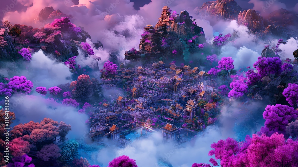 custom made wallpaper toronto digitalA vibrant fantasy island city, rich in architectural detail and surrounded by turquoise waters.  Ideal for game design, fantasy art, and travel concepts.