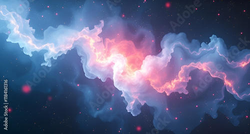 3D Abstract Nebula in Space with Hazy Particles