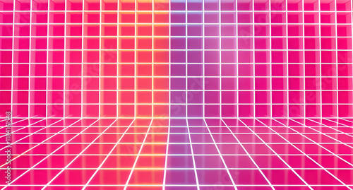 Abstract 3D Grid with Dynamic Light Shifts