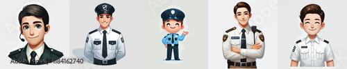 vector collection of smiling security guard characters